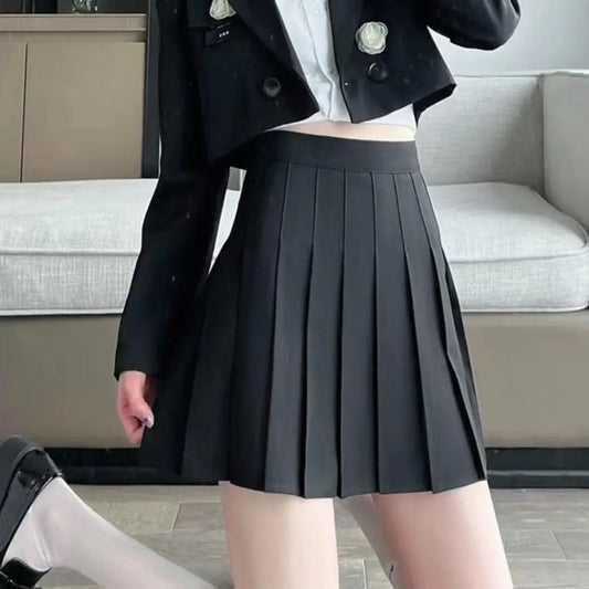 2022 Women High Waist Pleated Skirt Summer Casual Kawaii A line Plaid Tennis Japanese School Uniform Mini Skirts Short Skirt
